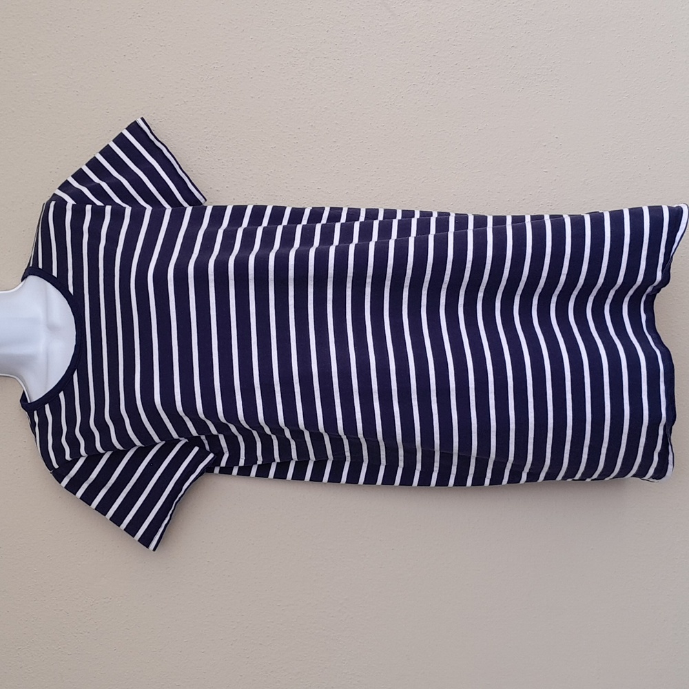 J Crew Navy White Striped Tee Shirt Dress Large